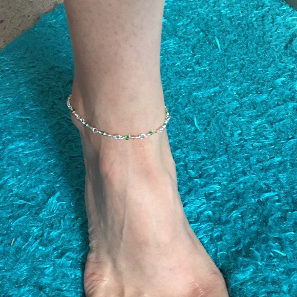 Jewelry - Green and yellow silvery anklet / ankle bracelet